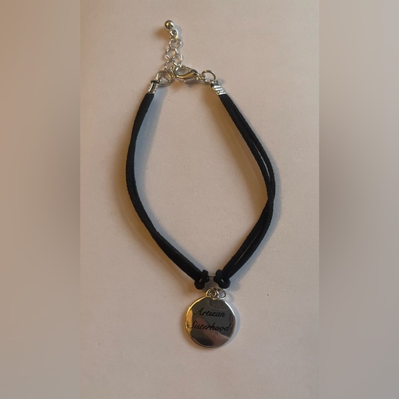 Artizan Sisterhood Silver Toned Charm Black Rope Bracelet - Picture 1 of 5